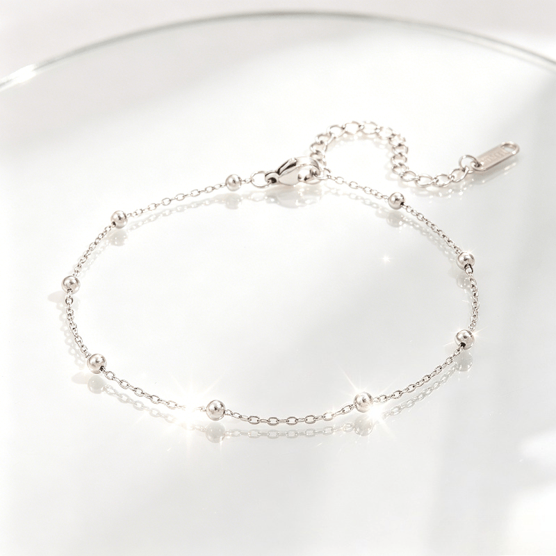 2pcs Unisex Stackable Bracelet Set, 304 Stainless Steel & Zirconia