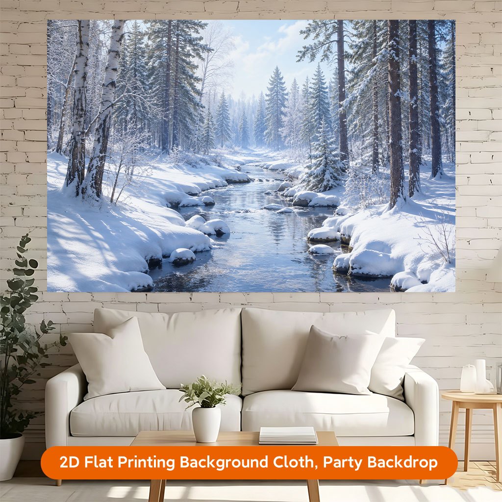 Winter Snowy Forest Backdrop Banner