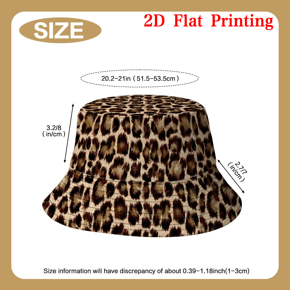 TEMU 2d Flat, 1pc Brown Leopard Print Pattern Unisex Fisherman Hat -season Suitable For Soft Brim Hat Won't Hurt Your Head During Wear