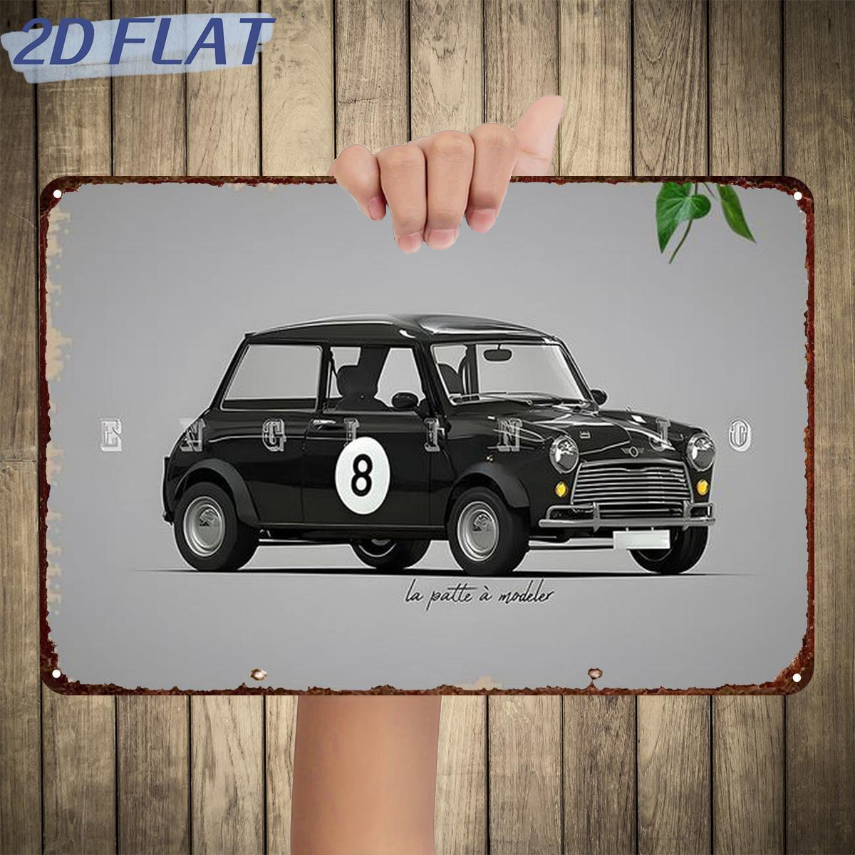 TEMU 2d Flat, 2d Flat 1pc,"classic Mini Racing: A Vintage Icon ",metal Lron Sign,size(8"x12"/20cm*30cm)decoratve