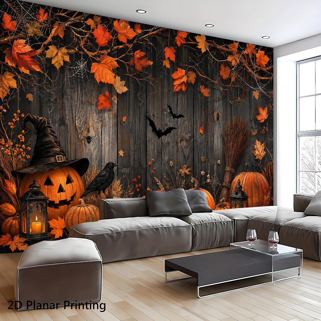 TEMU Bannière plate 2D - Bannière plate 2D 1pc, Décorations d'Halloween Citrouille Automne, Fond de fête en fibre de polyester, Accessoires de