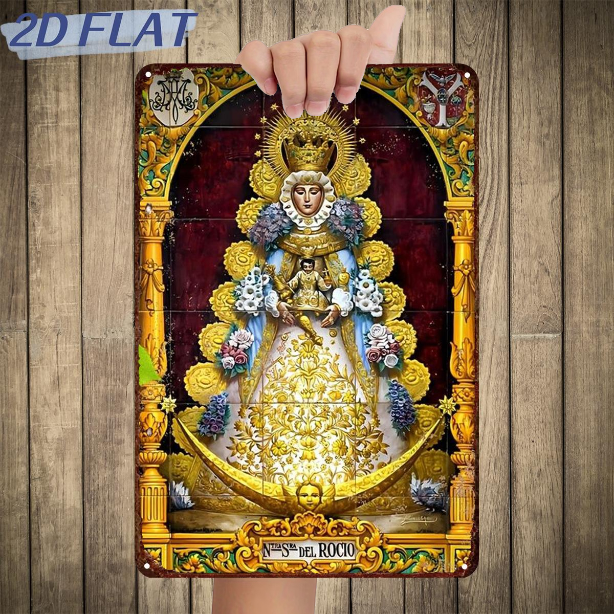 TEMU Letrero 2D de 1 pieza, del Rosario, Letrero de metal y hierro, Tamaño (8"X12"/20Cm X 30Cm) Pinturas decorativas/Decoración de