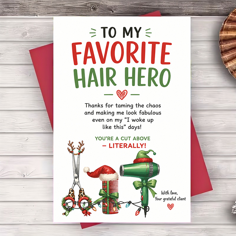 TEMU 1 Envelope And 1 Funny Greeting Card Funny Christmas Greeting Card For Hairdresser Appreciation Gift Thank You Note For Hairstylist Salon Staff