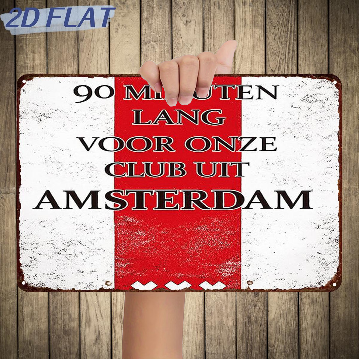 TEMU 2d Flat 1pc, Long For Our Club From Amsterdam, Metal Iron Sign, Size (8"x12"/20cm X 30cm), Decorative Painting/room/restaurant/bar/door/garage