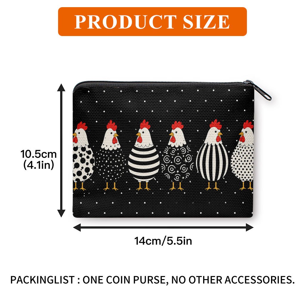 TEMU Porte-monnaie, Poulets avec uniques imprimés, Porte-monnaie compact et à fermeture éclair pour femmes et hommes, Idéal pour contenir des pièces