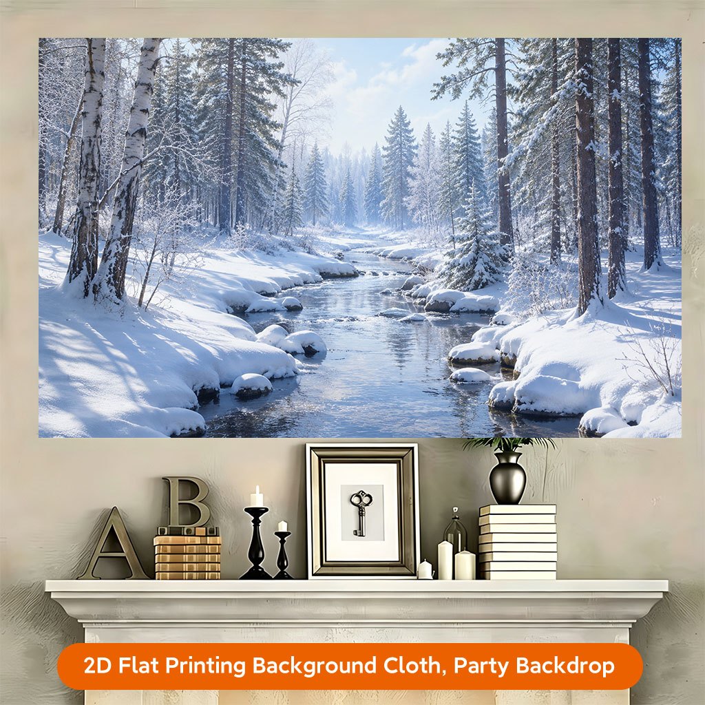 Winter Snowy Forest Backdrop Banner