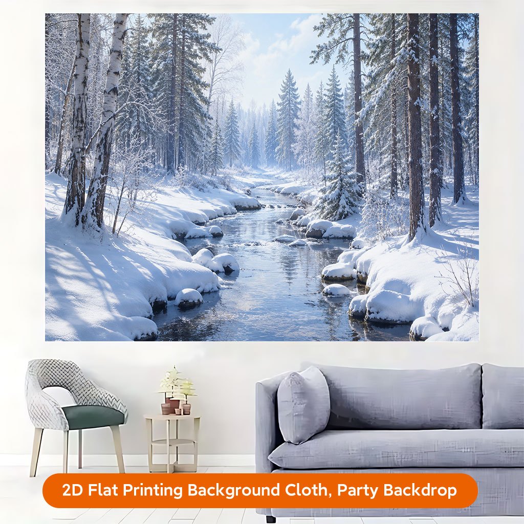 Winter Snowy Forest Backdrop Banner