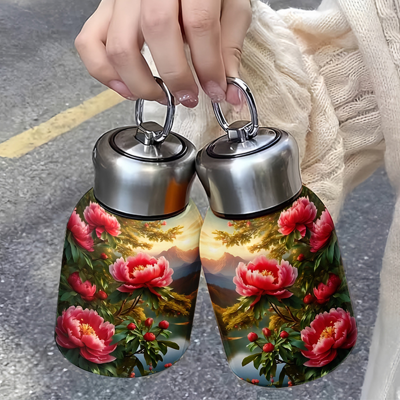 item picture 1pc 10oz double layer stainless steel travel mug   theme design leak proof reusable for hot cold drinks ideal for garden parties outdoor picnics   morning commutes and evening relaxations