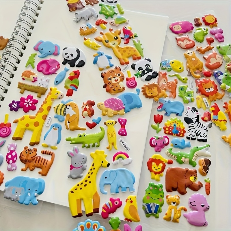 item picture 20 60 animal stickers bubble stickers vibrant designs of deer     monkeys and tigers suitable for notebooks water bottles scrapbooks and skateboards   mixed colors self     crafts and decoration