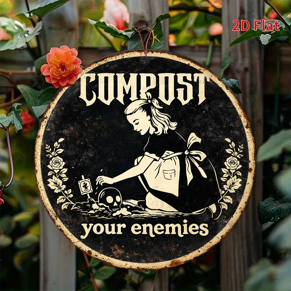 TEMU 2d Flat 1pc Gothic "turning Into Fat" Retro Wall Wooden Sign - Humorous Decor For Garden, Farm, Bar | Round Plaque For Christmas, Easter,