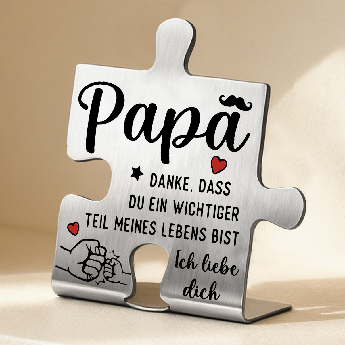 TEMU 1pc "i Love You Papa" German Metal Birthday Puzzle Plaque, Sweet Home Decoration, Office, Living Room, Bedroom Decor, Gift For Family Keepsakes,