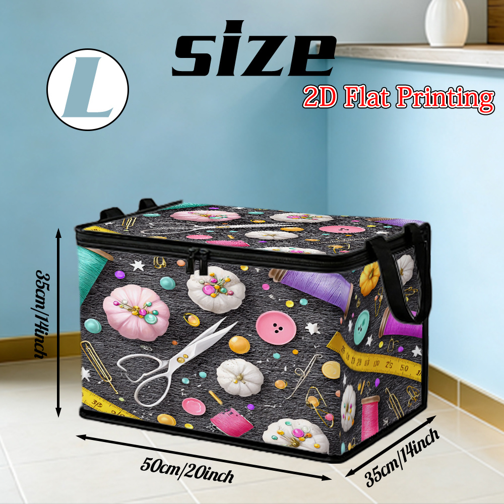 TEMU 2d Flat Shelf Baskets, 1pc, Vibrant Sewing Tools And Additions (1) Pattern Lidded Storage Bins, Soft Fabric, Popular Fashionable Storage Box,