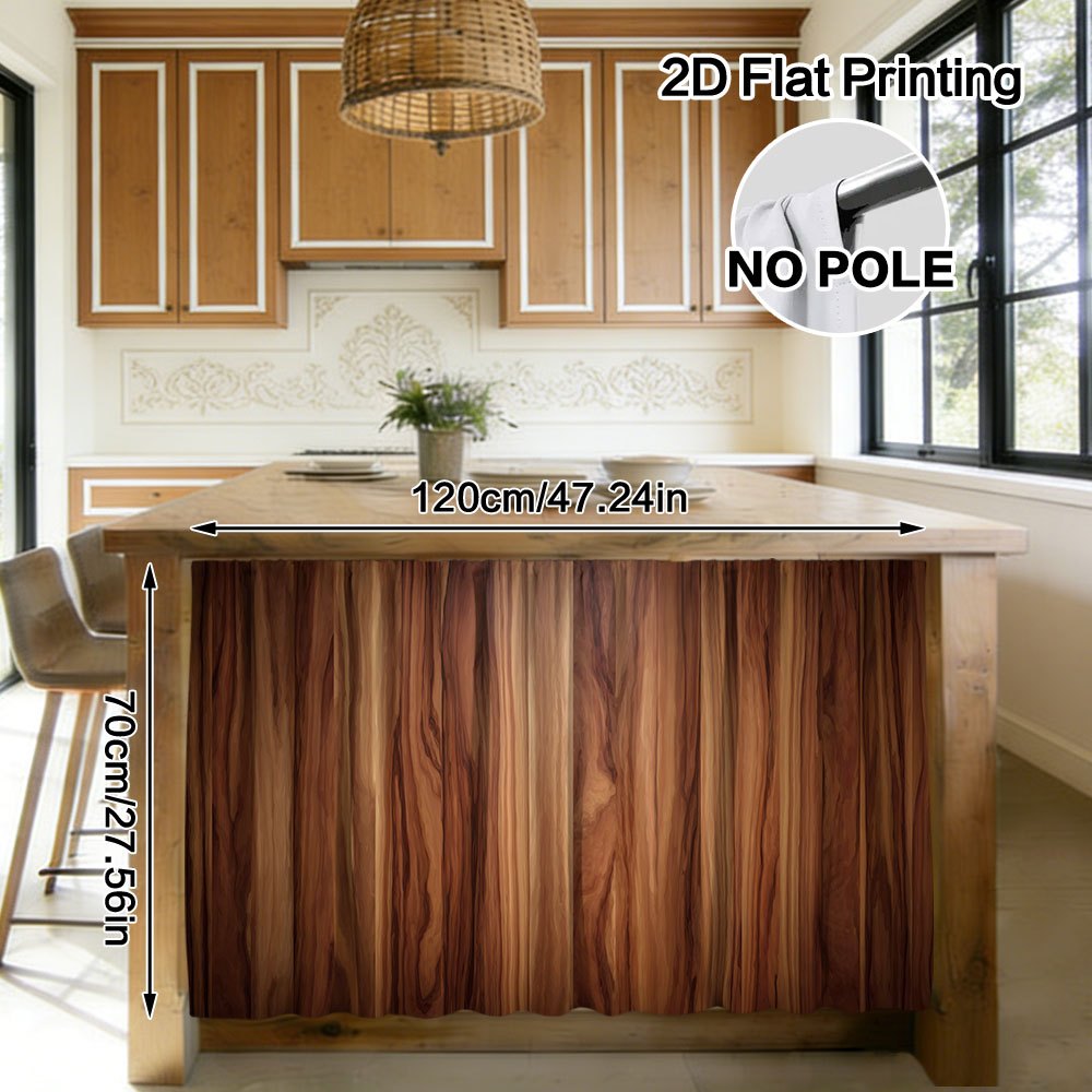 TEMU Pannello per tende e copriporta per mobili, 1 pezzo, piatto 2D, con del legno naturale - per bastone semi-incassata per finestra, per , balcone,