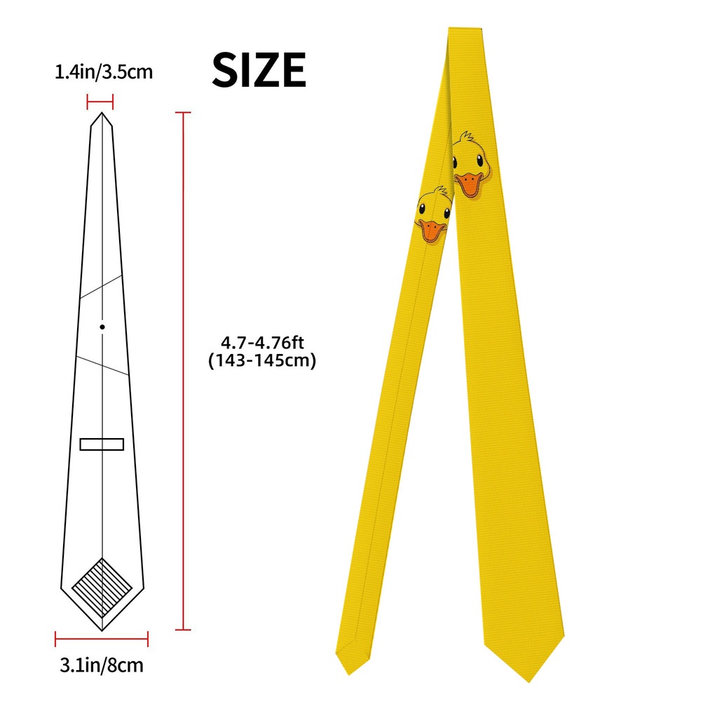 TEMU 2d Flat Printing, 1pc Yellow Duck Face Pattern Tie, Stylish And Easy-to-match Necktie, Great For Photo Shoots, Prom, And Anniversary