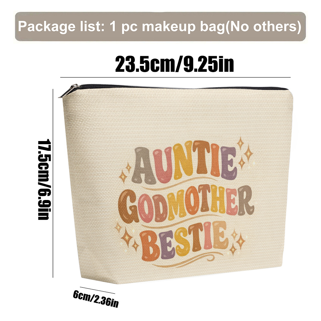 TEMU 1pc Makeup Bag, Auntie Godmother Bestie Cosmetic Bag, Clutch, Toiletry Bag, Pen Case, Gift Bag, Ideal For Mothers, Daughters, , Teachers,
