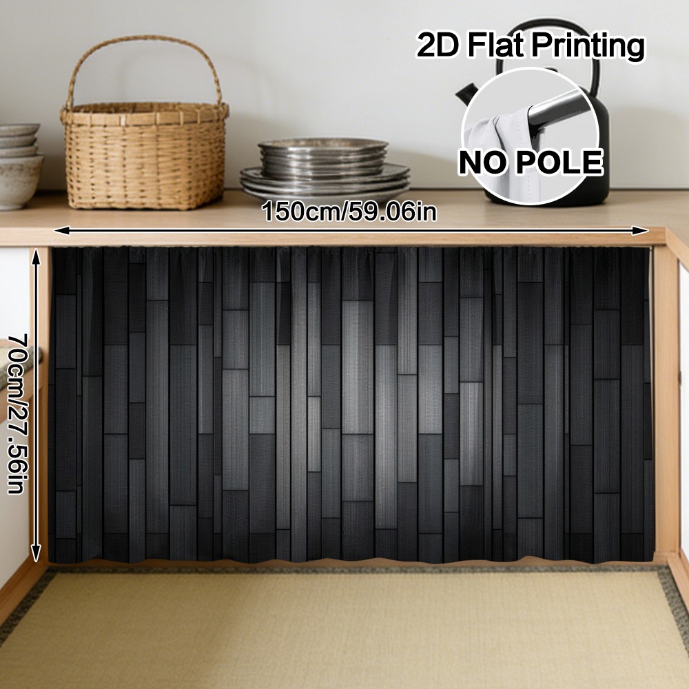 TEMU 2d Flat - 2d Flat - 2d Flat, Single Piece Dark Vertical Geometric Blocks Pattern Curtain And Cabinet Decoration - Made Of Polyester, For Easy To