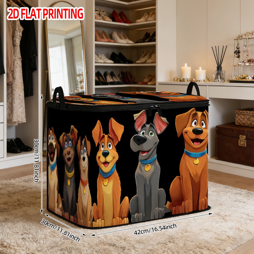 TEMU 1 Cartoon Queue Pattern Storage Basket| Durable Polyester Rectangular Storage Box With A , , Suitable For Closets, Under Beds, And Shelves