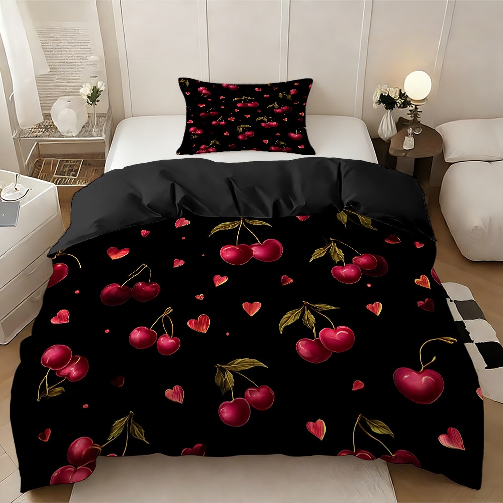 TEMU 2/3pcs Skin-friendly Heart Pattern Duvet Cover Set (1 Duvet Cover   1/2 Pillowcases, No Filling), High-definition , High-quality Gift For All