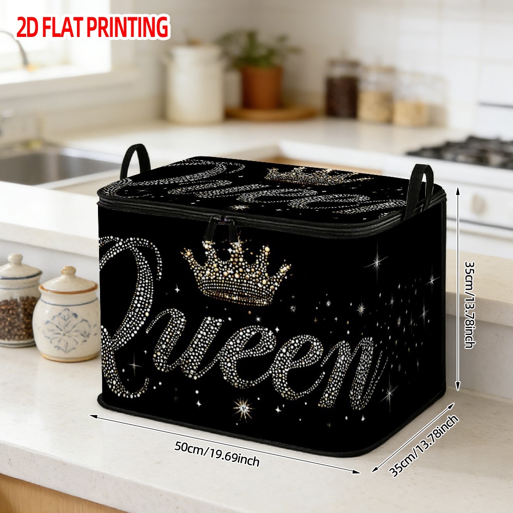 TEMU 1pc Queen Crown Shelf Basket | Foldable Storage Bin With Sturdy Zipper, Ideal For Blanket Storage And Bathroom Organization, Solution, Classic