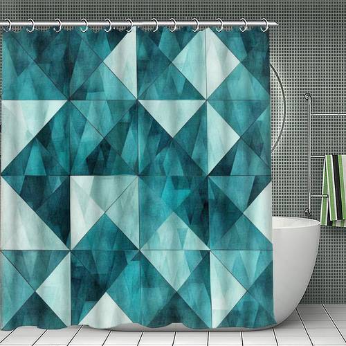 صورة العنصر 1 قطعة ستارة دش بتصميم عصري باللون الأزرق المخضر - مناسبة لديكور الحمام، ستارة حمام متعددة الأحجام مع خطافات متضمنة (120 سم، 150 سم، 180 سم، 180 سم، 200x240 سم) - خطافات وستارة لحوض الاستحمام/حجرة الدش
