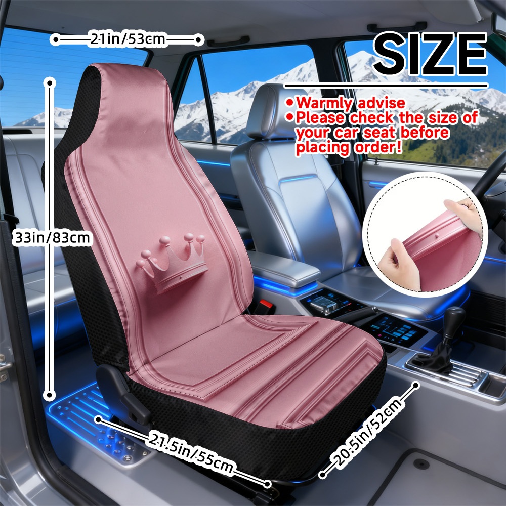 TEMU Set Of 2 Car Seat Covers Featuring A Pink , Suitable For Machine Washing, Enhancing Your Interior Decor