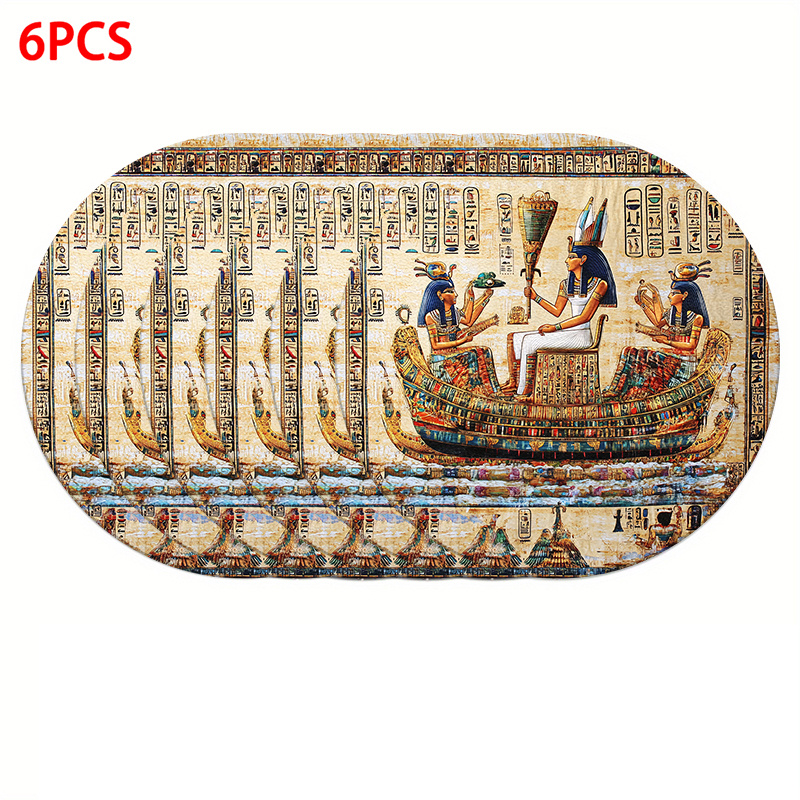 TEMU Juego de 4 o 6 placas de mesa con impresionantes representaciones de navegando en murales antiguos, perfectas para mejorar en el hogar o en