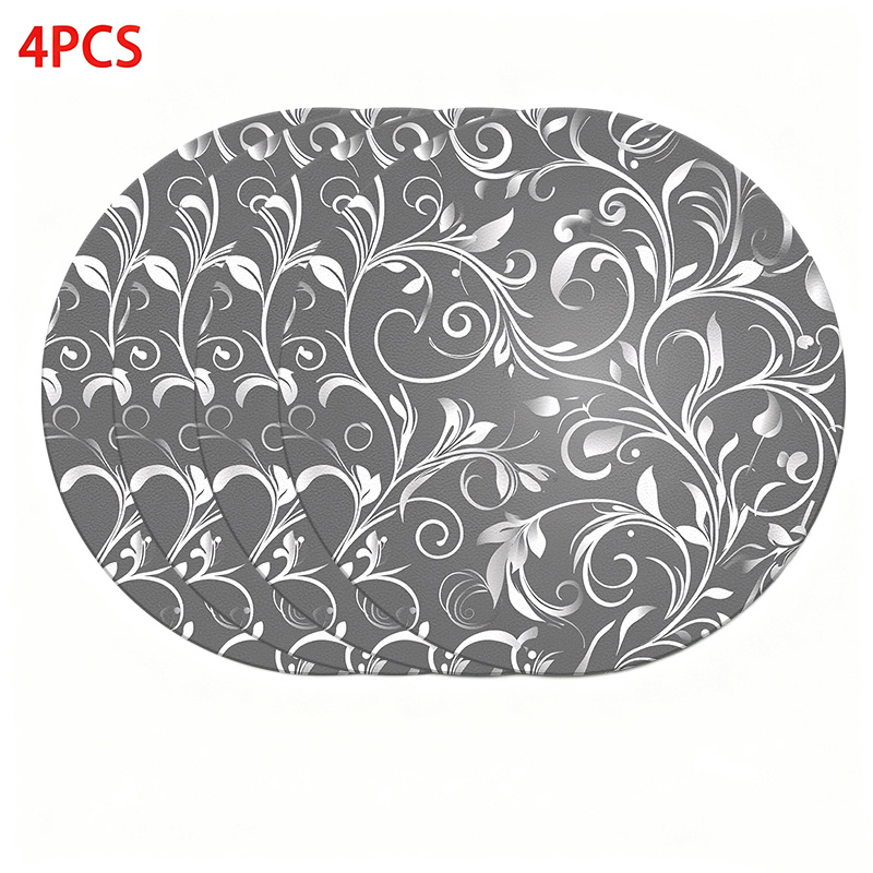 TEMU Of 4 Or 6 Silver-gray Table Mats Featuring A , Suitable For Kitchen Use, Home Decoration, Cafe Settings, For Family Gatherings, And Farmhouse