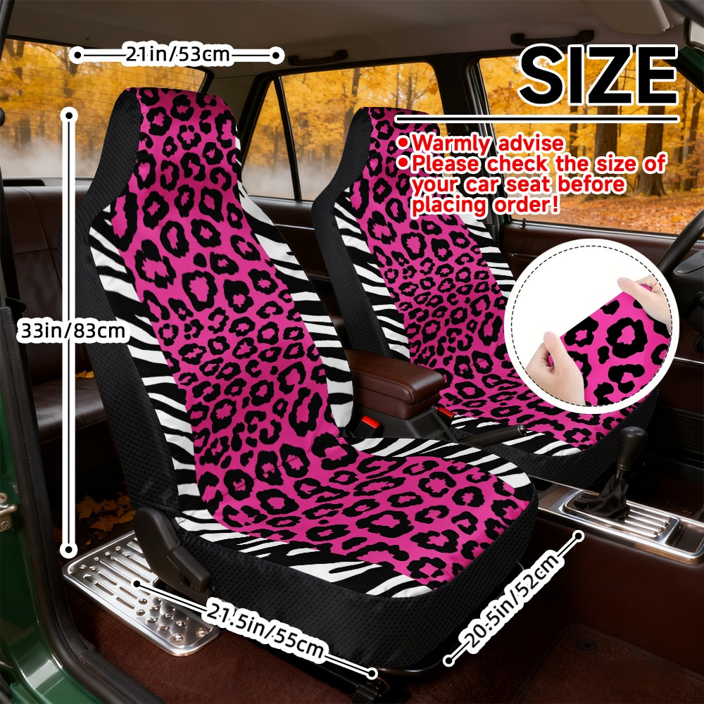 TEMU Set Of Leopard And Zebra Striped Car Seat Covers, Designed For High-backed Seats, Easy To , Fits Most Vehicles, Stylish And Made From Durable