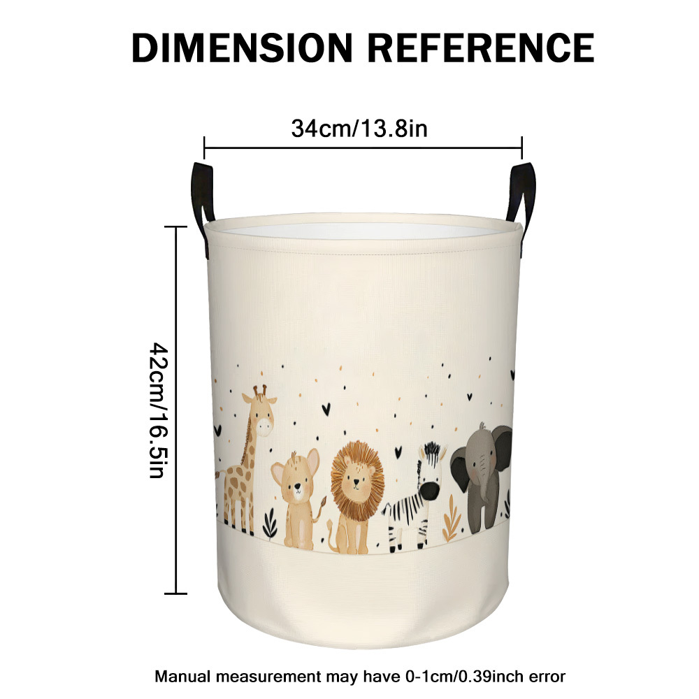 TEMU 1pc Cute Animals 2d Flat Laundry Basket | Foldable Storage Bin With Handles, Polyester, Ideal For Home Decor And Clothes Organization, Mixed