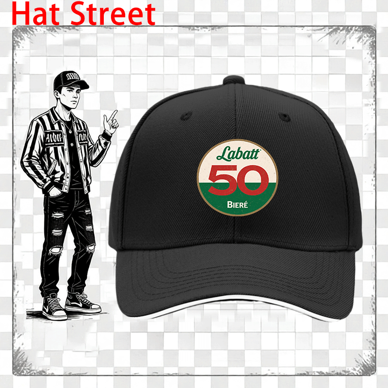 TEMU Casquette de Baseball 50e Anniversaire avec Impression Sandwich - Casquette Trucker Ajustable avec Logo Coloré, Chapeau de Soleil en Noir pour