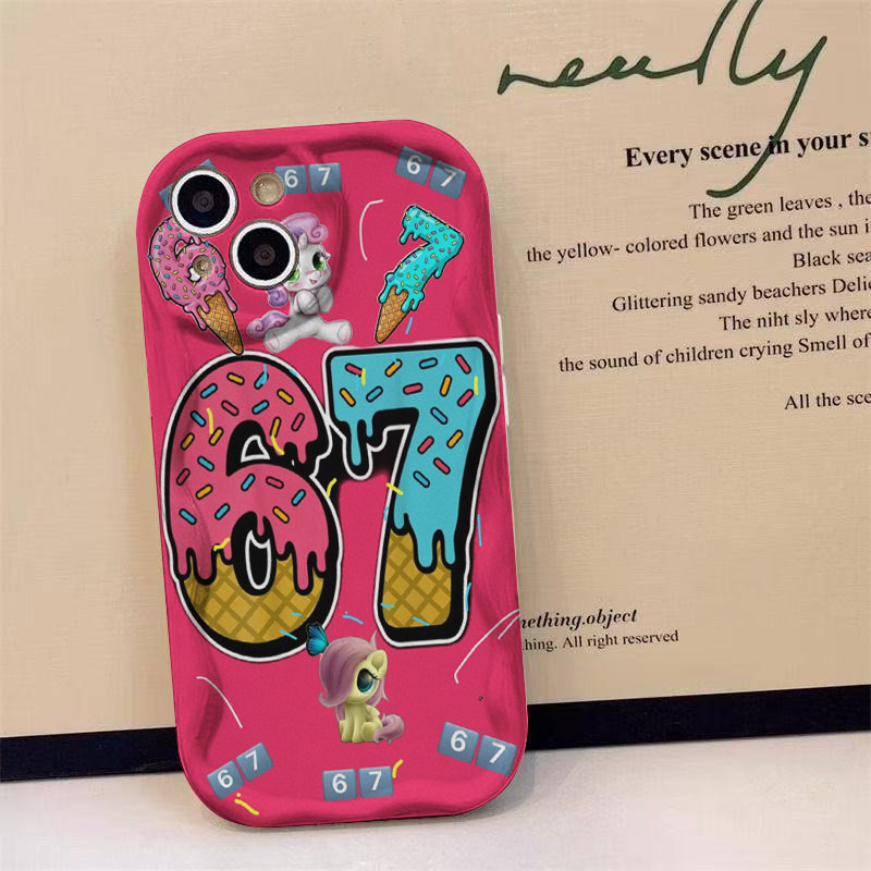 TEMU Phone Case: Pink Background Dessert Unicorn Number 67 Phone Case, Durable Protective Cover, Suitable For Iphone 6, 7, 8, X, Xr, Xs, Xs Max,