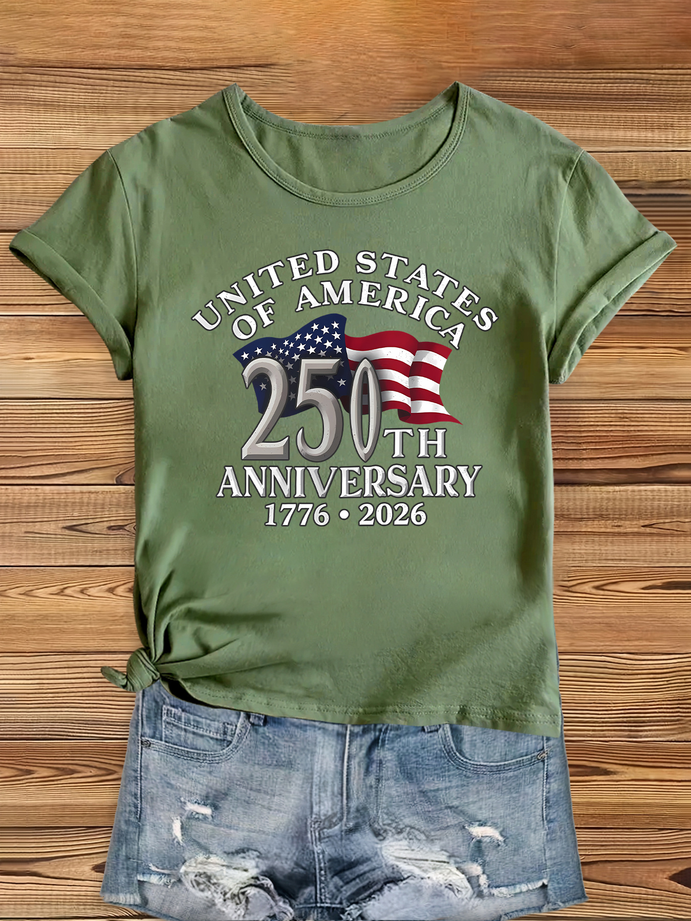 usa 250th anniversary t shirt 1776 2026 soft stretchy round neck short sleeve top with flag     suitable for 4th of parties casual wear machine washable gift for history celebration