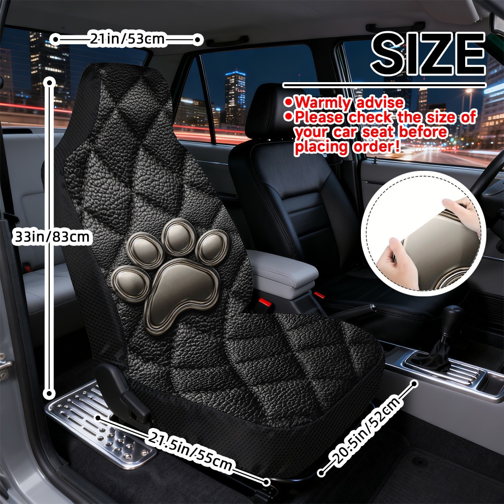 TEMU 【2枚セット】シルバーペア柄 カーシートカバー 黒色テーマ向け フロントシート用 快適 洗濯機洗い可 アウトドアでの車の冒険に最適