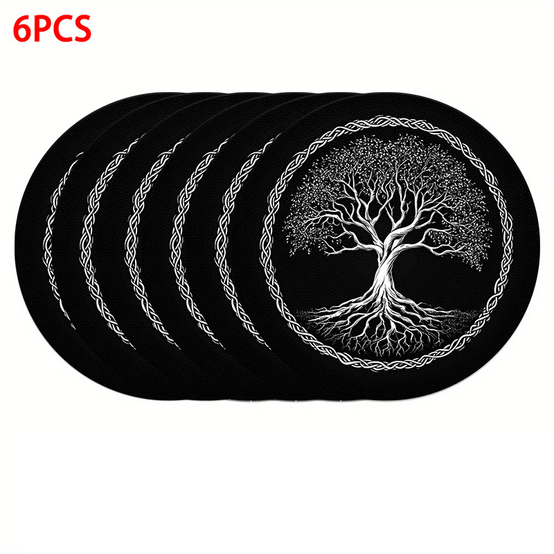 E-shop 4/6 Stück Keltischer Knoten Baum des Lebens. 2D Flachdruck Tischsets für Esszimmer, Küche oder Bar, 2D Flach