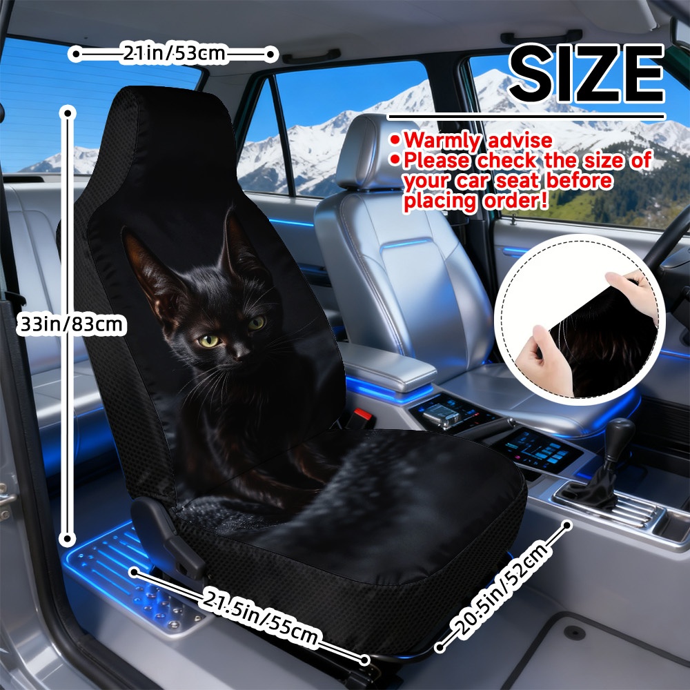 TEMU Set Of 2 Kitten Print Car Seat Covers, Designed For Universal Fit, And , Machine Washable, , Perfect For Vehicle , Ideal For New