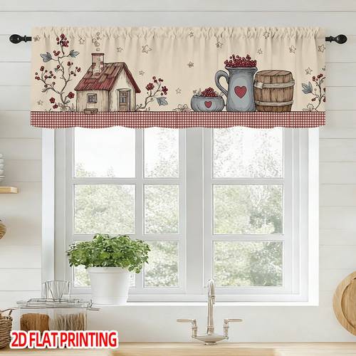 2d flat 2d flat 2d flat 1pc rustic farmhouse kitchen curtain valance light filtering polyester window for room bedroom bathroom durable decor