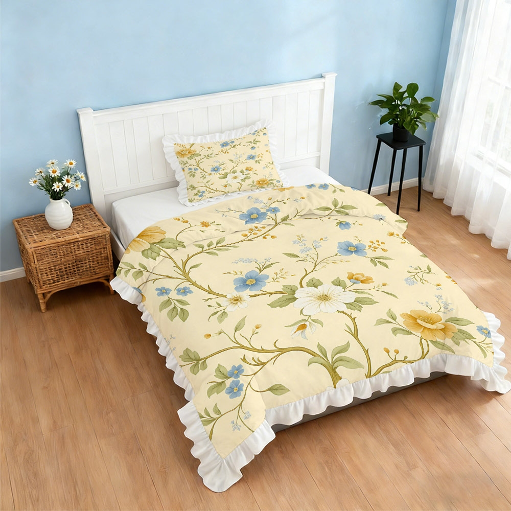 TEMU Floral Vine Pattern Duvet Cover Set With Edges, In Multiple Sizes, Soft And Skin-friendly, Machine Washable, Suitable For Bedrooms, Guest Rooms,