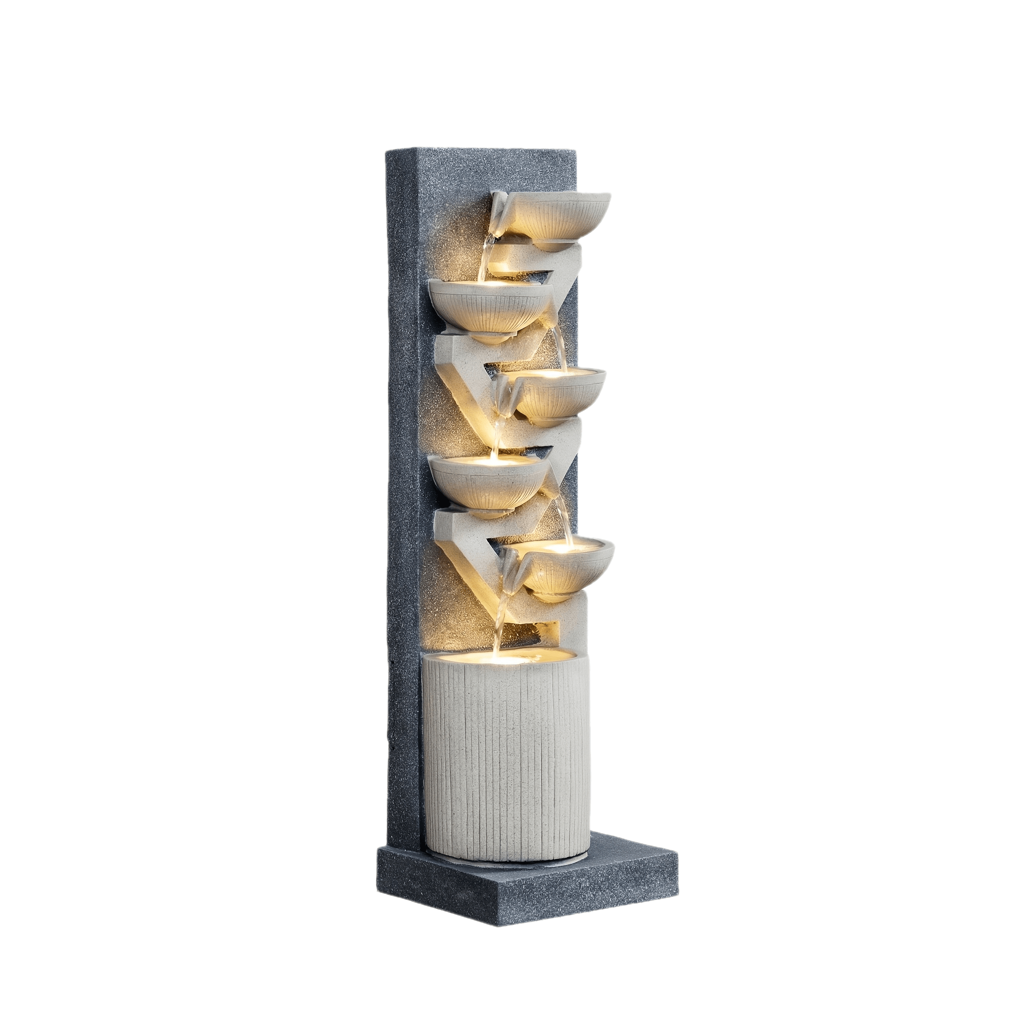 TEMU 43.7"h Water Fountain Outdoor 6-tiers Cascading Large Outdoor Fountain With Led Lights Outdoor Fountain Resin For Garden, Patio, Backyard, Deck,
