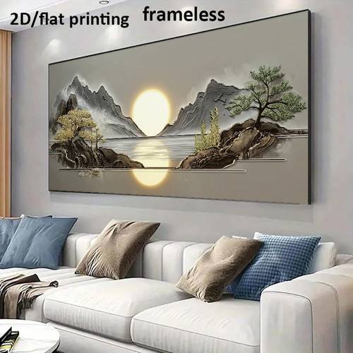 2d flat 2d flat 1pc 2d flat printing 39 78in 100 200cm frameless canvas painting decorative mountain sunset scene suitable for indoor wall decoration in bedrooms living rooms offices holiday gift decoration no frame
