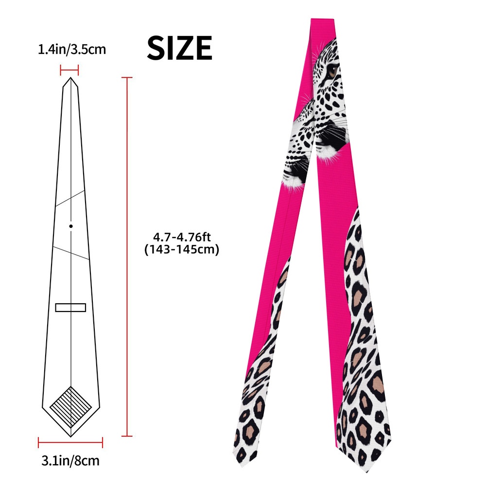 TEMU 1pc Soft Business Tie Suitable For Casual Outfits, Dinner Parties & Graduation - Pink Leopard Print Necktie With 1200-needle Fabric, Stylish For
