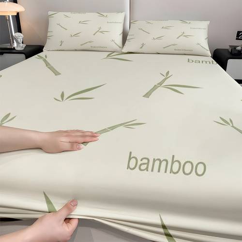 2 3pcs fitted sheet set featuring bamboo pattern breathable and moisture wicking 360 elastic edges for soft and machine washable suitable for bedrooms guest rooms dormitories and other settings