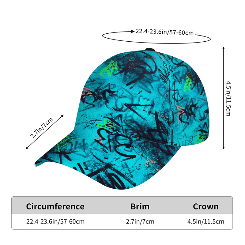 TEMU 1 pièce, Casquette de baseball Snapback avec impression 2D à plat, graffiti sur - Polyester léger, réglable, pour le streetwear et les sports de