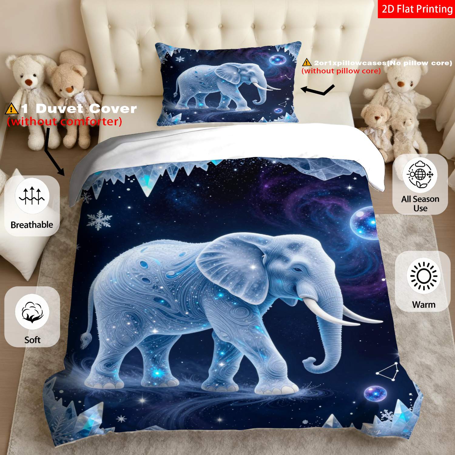 TEMU 2/3pcs Of Modern 2d Flat Printed Bedding Featuring A With Stars And Patterns, Perfect For Bedroom Decoration (includes 1 Duvet Cover And 1