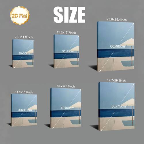 2d flat 2d flat framed coastal beach canvas art minimalist seaside wall decor summer ocean theme poster living room bedroom office bathroom cafe decoration ideal gift for art enthusiasts and