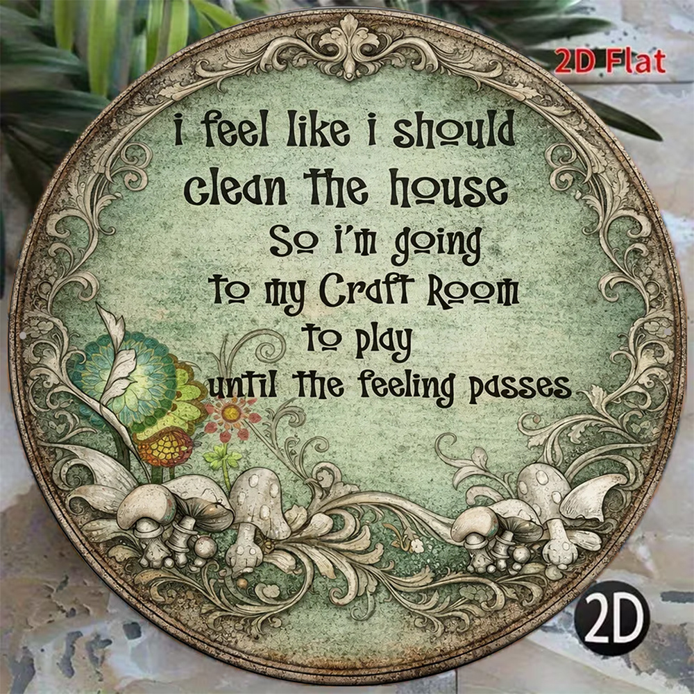 TEMU 2d Flat, Retro Style Circular 2d Wall Sign For Craft Room Workshop Garage Office Home Decor With Humorous Handmade Rules Artistic Decoration
