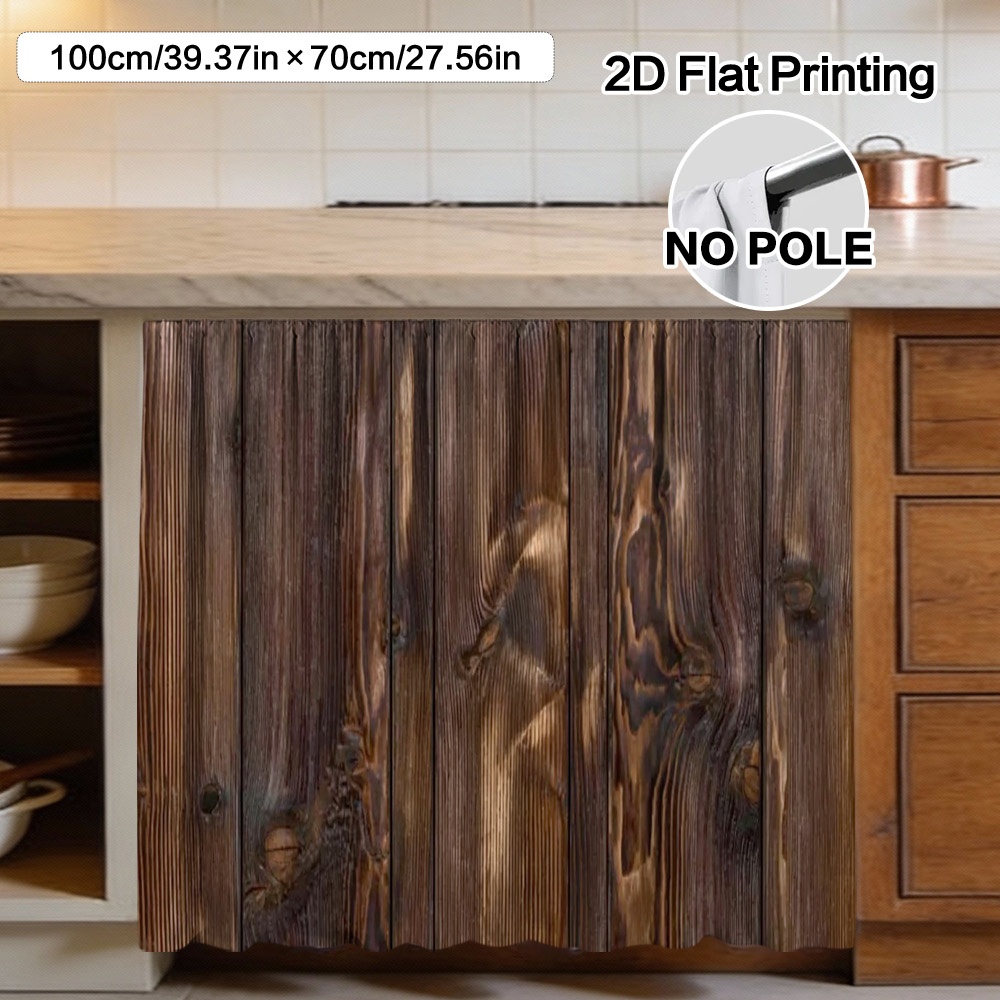 TEMU Cortina y Decoración de Gabinete de de Madera 2D , 1 Pieza - Material de Poliéster Fácil de Limpiar, Diseño de Bolsillo para Barra para Fácil