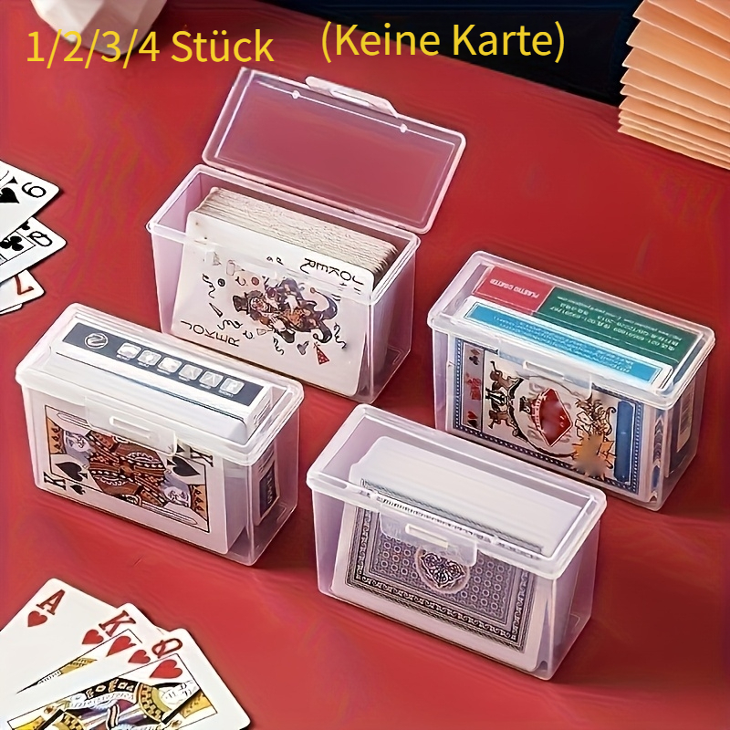 1/2/3/4 Stück ITECHJOY Kunststoff-Kartenhalterbox mit Scharnierdeckel – Kartenschachtel für Poker, Visitenkarten-Organizer, Rechteckig für Spielzimmer, Büro, Reisen (1/2/3/4 Stück)