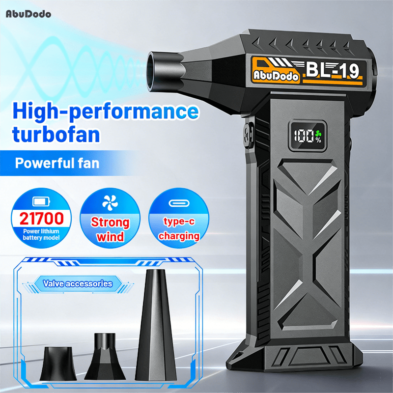 TEMU New Powerful Turbo Fan,portable Snow Blower, Built-in 6000mah High-performance Battery, 9000000rph, , 3pcs Of Air Blowing Nozzles, Abs Material,