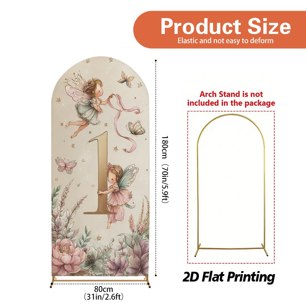 TEMU 1pc A 2d Flat Backdrop For A First Birthday Featuring Fairies And Flowers, Designed To Comfortable And Attractive, Ideal For Casual Ceremonies,