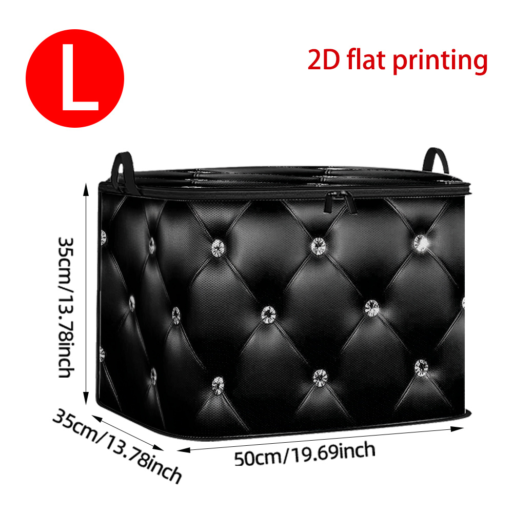 TEMU de rangement à couvercle avec imprimé décoratif à 1 pièce, plat 2D, tissu , sac de rangement pliable pour couvertures, conteneur de rangement
